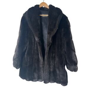 Elegant Black Faux Fur Coat